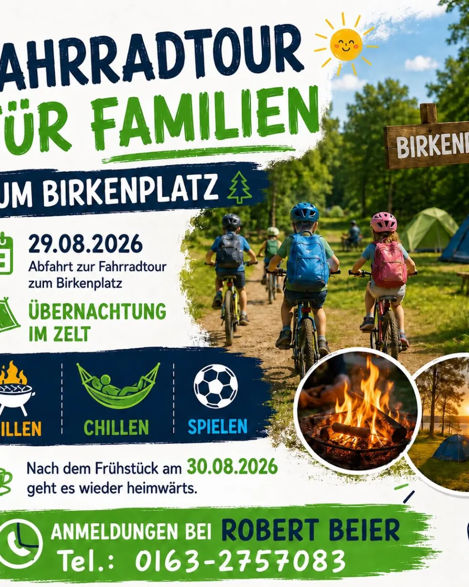 🚴‍♀️🌳 Familienfahrradtour zum Birkenplatz – für alle BHV-Mitglieder und ihre Kinder 🌳🚴‍♂️ Packt eure Fahrräder, Zelte un …